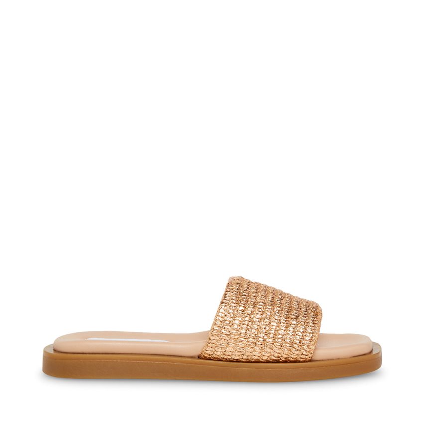 Gold Steve Madden Leigh Rose Women's Slides | PH 6509JW16